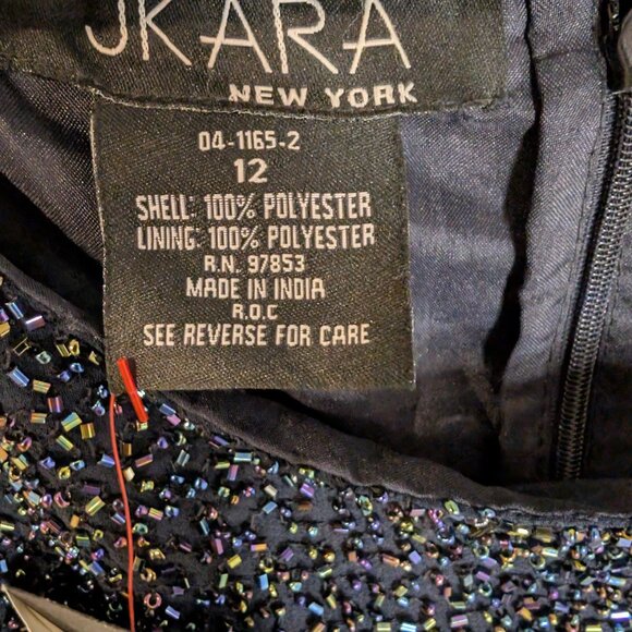 J Kara Elegant Navy Beaded Bodice W/ Chiffon Skirt New Year's Gown Size 12 NWT - Picture 9 of 13